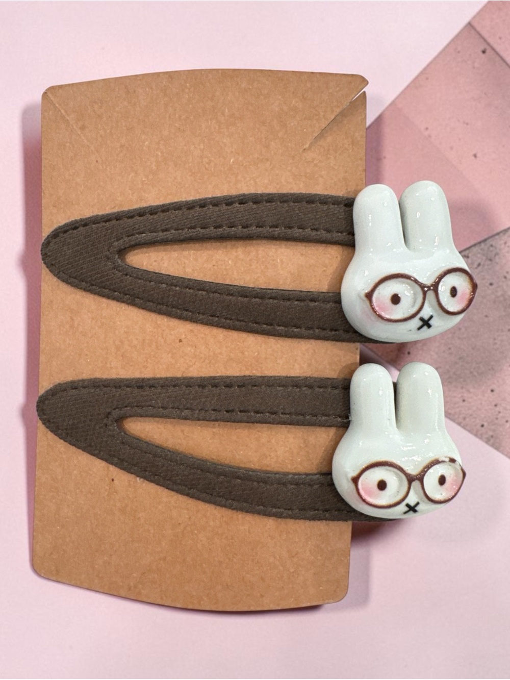 Cute Bunny Glasses Brown Kids Hair Clips - Unbranded. Miffy.